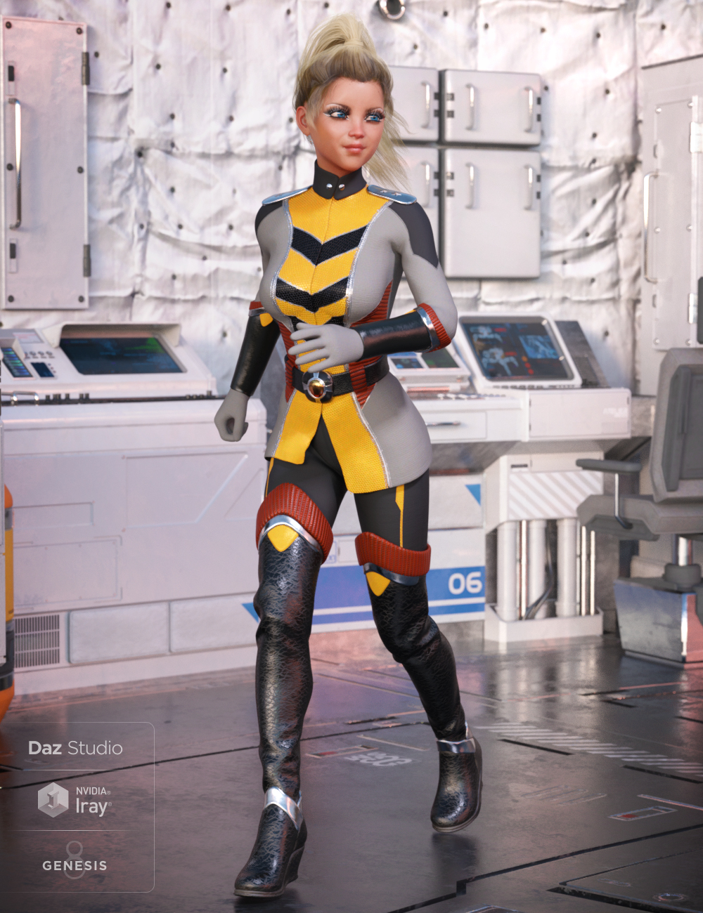 Sci-fi Officer Outfit Textures by: Moonscape GraphicsSade, 3D Models by Daz 3D