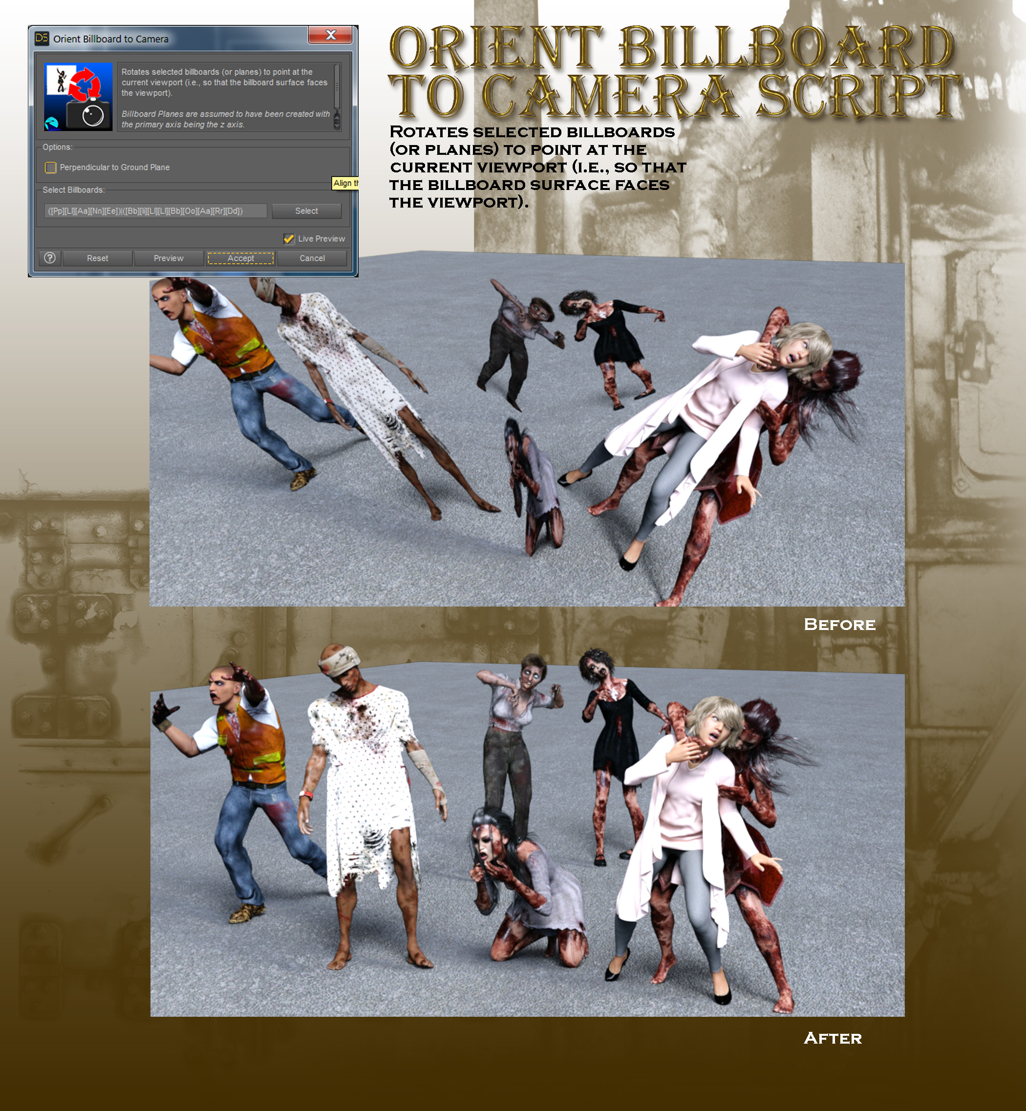 Now-Crowd Billboards - Zombie Apocalypse by: RiverSoft Art, 3D Models by Daz 3D