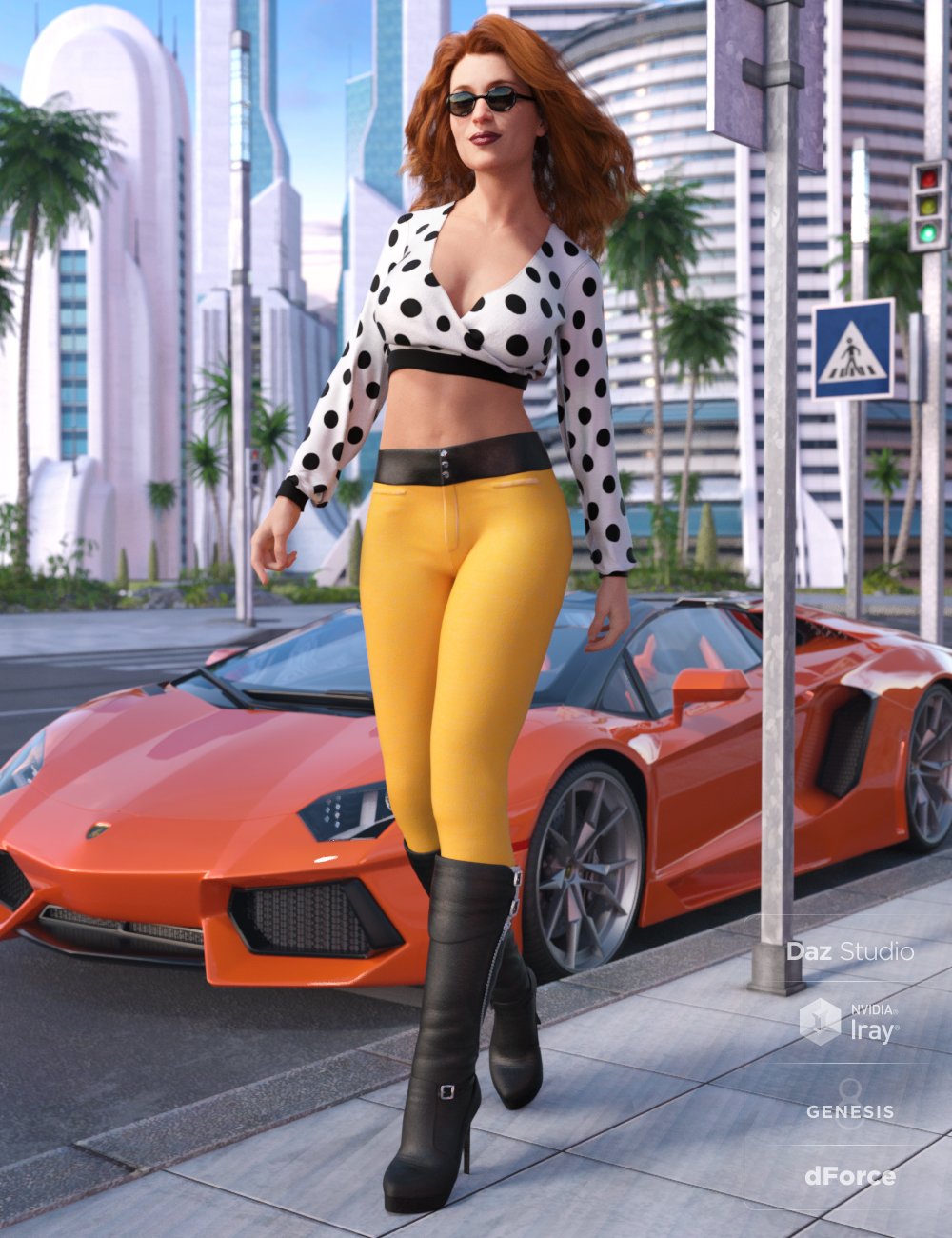 dForce City Sleek Outfit for Genesis 8 Female(s) by: Barbara BrundonMoonscape GraphicsUmblefugly, 3D Models by Daz 3D