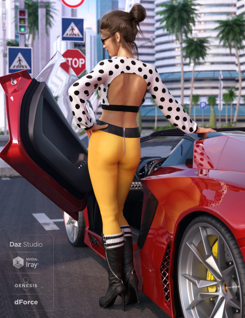 dForce City Sleek Outfit for Genesis 8 Female(s) by: Barbara BrundonMoonscape GraphicsUmblefugly, 3D Models by Daz 3D