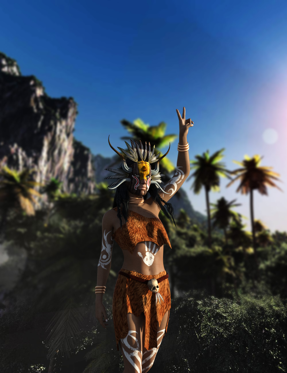 Amazon Witch Doctor Outfit for Genesis 8 Female(s) by: AcharyaPolina, 3D Models by Daz 3D