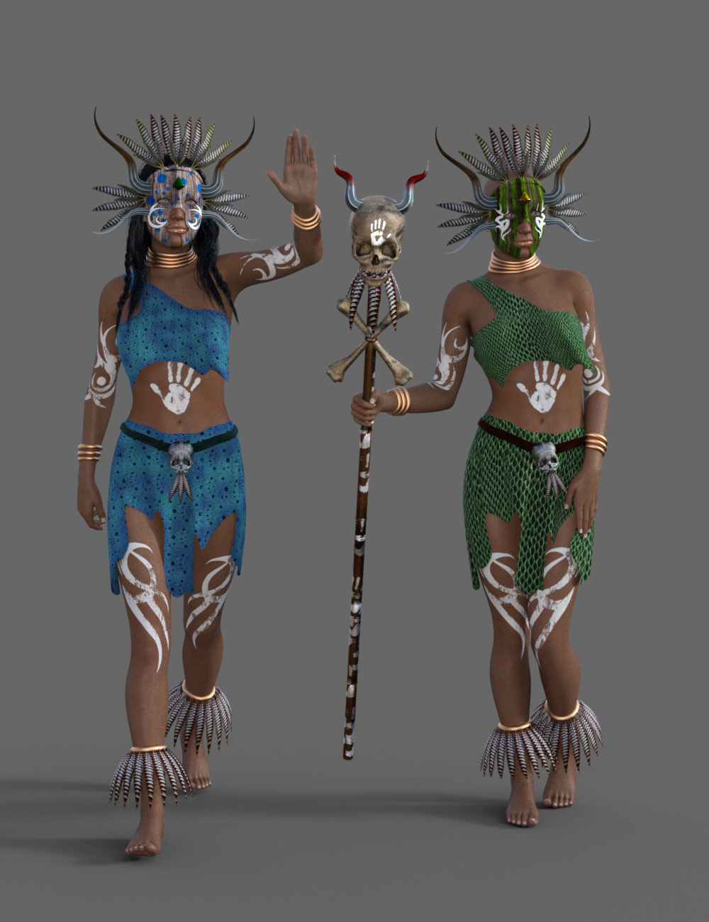 Amazon Witch Doctor Outfit for Genesis 8 Female(s) by: AcharyaPolina, 3D Models by Daz 3D