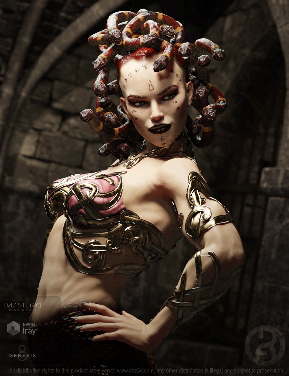 Medusa Maker for Genesis 8 Female by: RawArt, 3D Models by Daz 3D