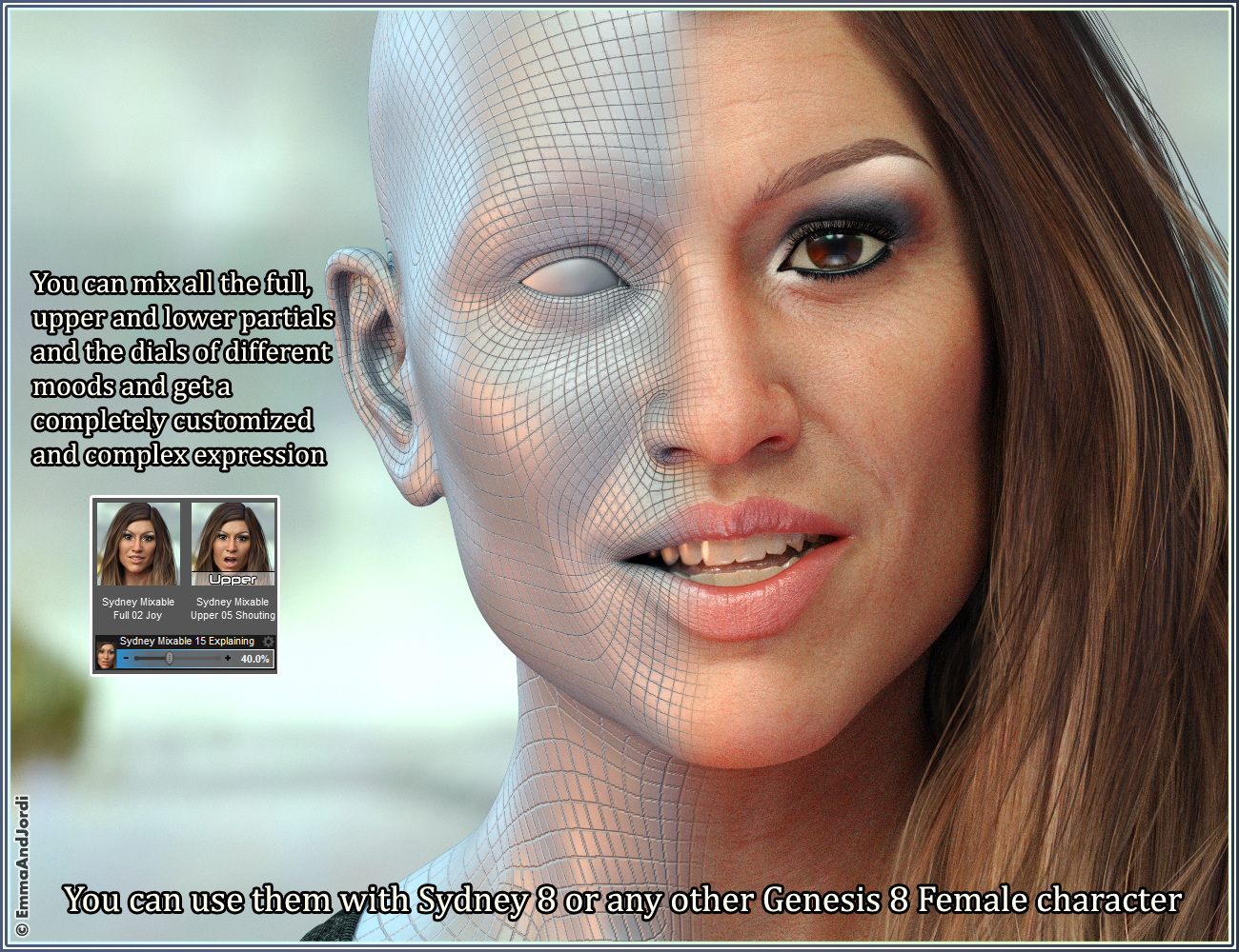 Sydney Mixable Expressions for Genesis 8 Female(s) Sydney Mixable Expressions for Genesis 8 Female(s) by: , 3D Models by Daz 3D