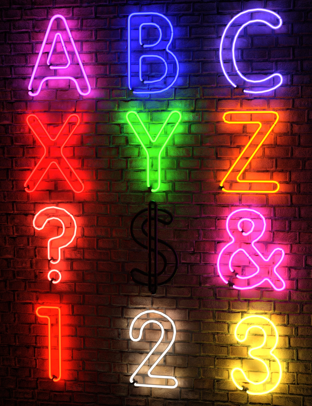 Real Neon Letters by: DzFire, 3D Models by Daz 3D