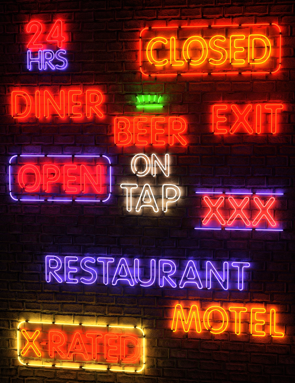 Real Neon Letters by: DzFire, 3D Models by Daz 3D