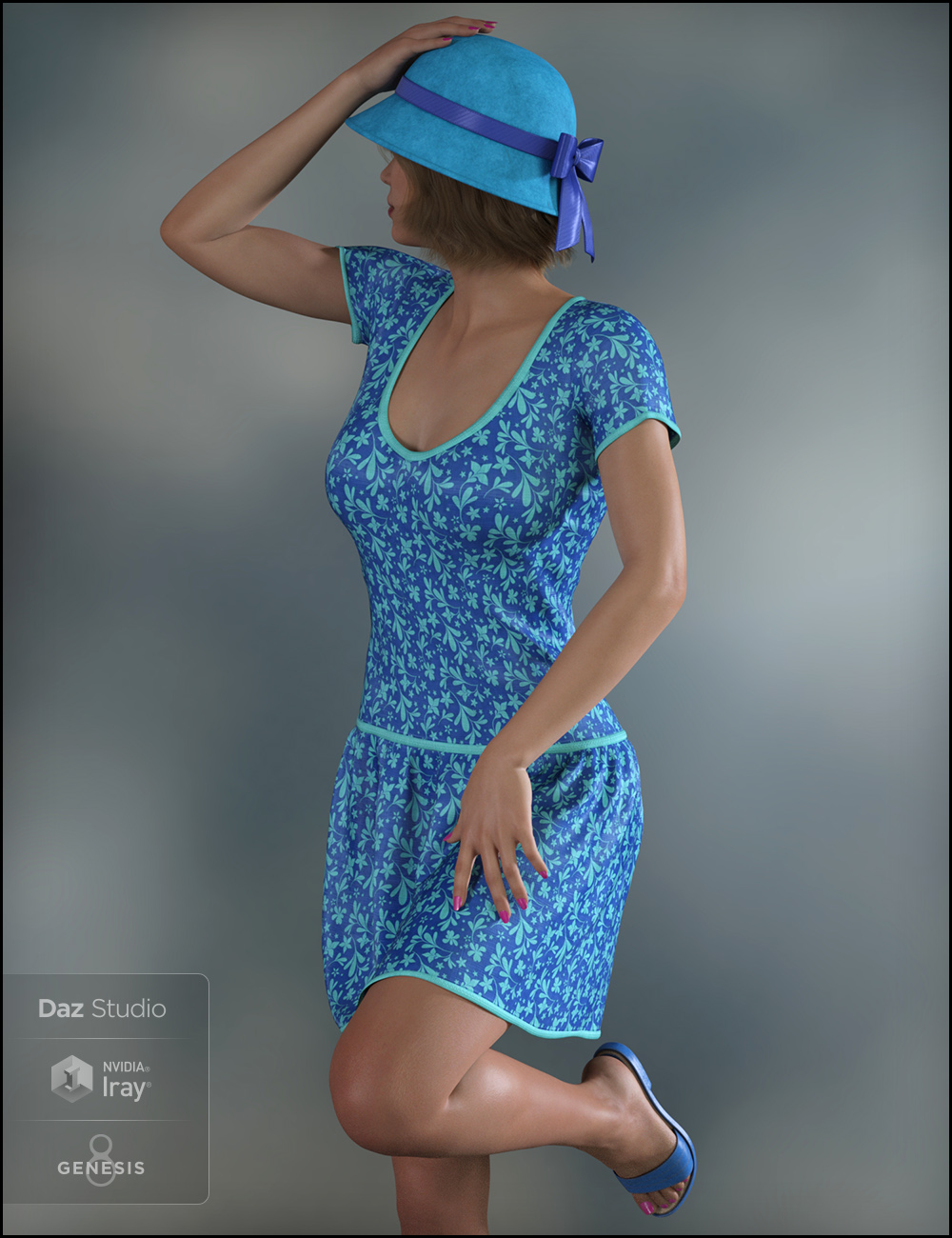 dForce Spring Fun Outfit for Genesis 8 Female(s) by: Fisty & Darc, 3D Models by Daz 3D