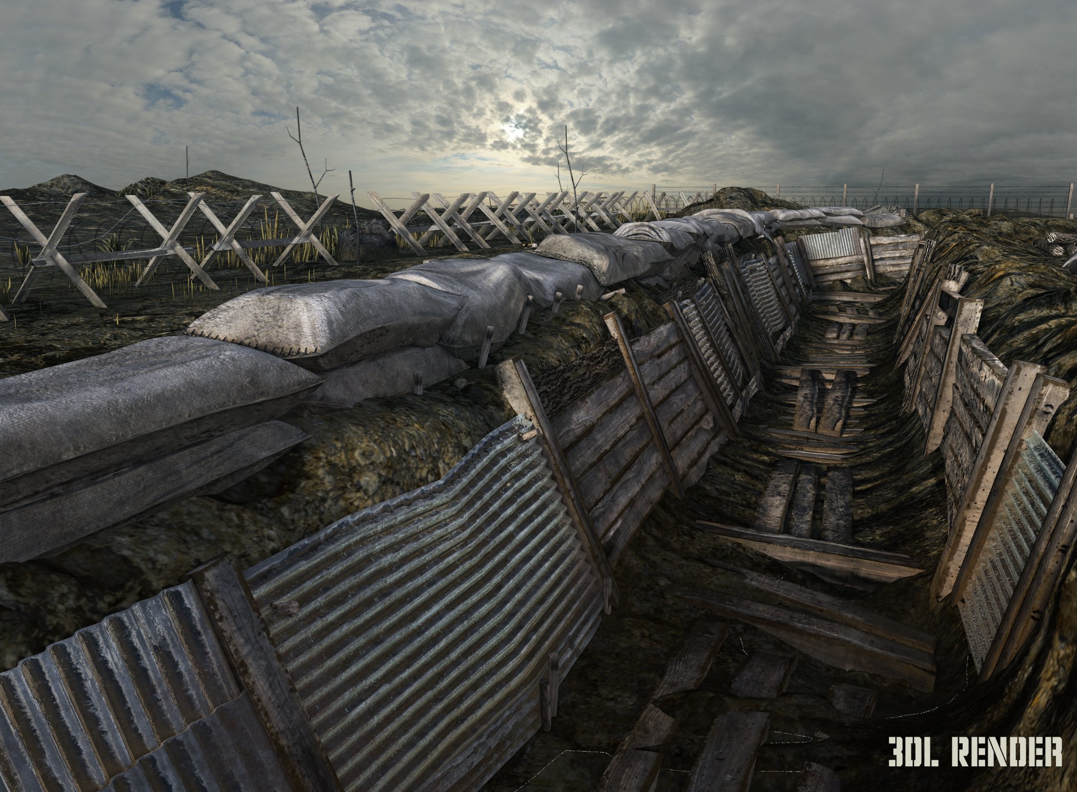 WW1 Trench, No Man's Land by: The AntFarm, 3D Models by Daz 3D