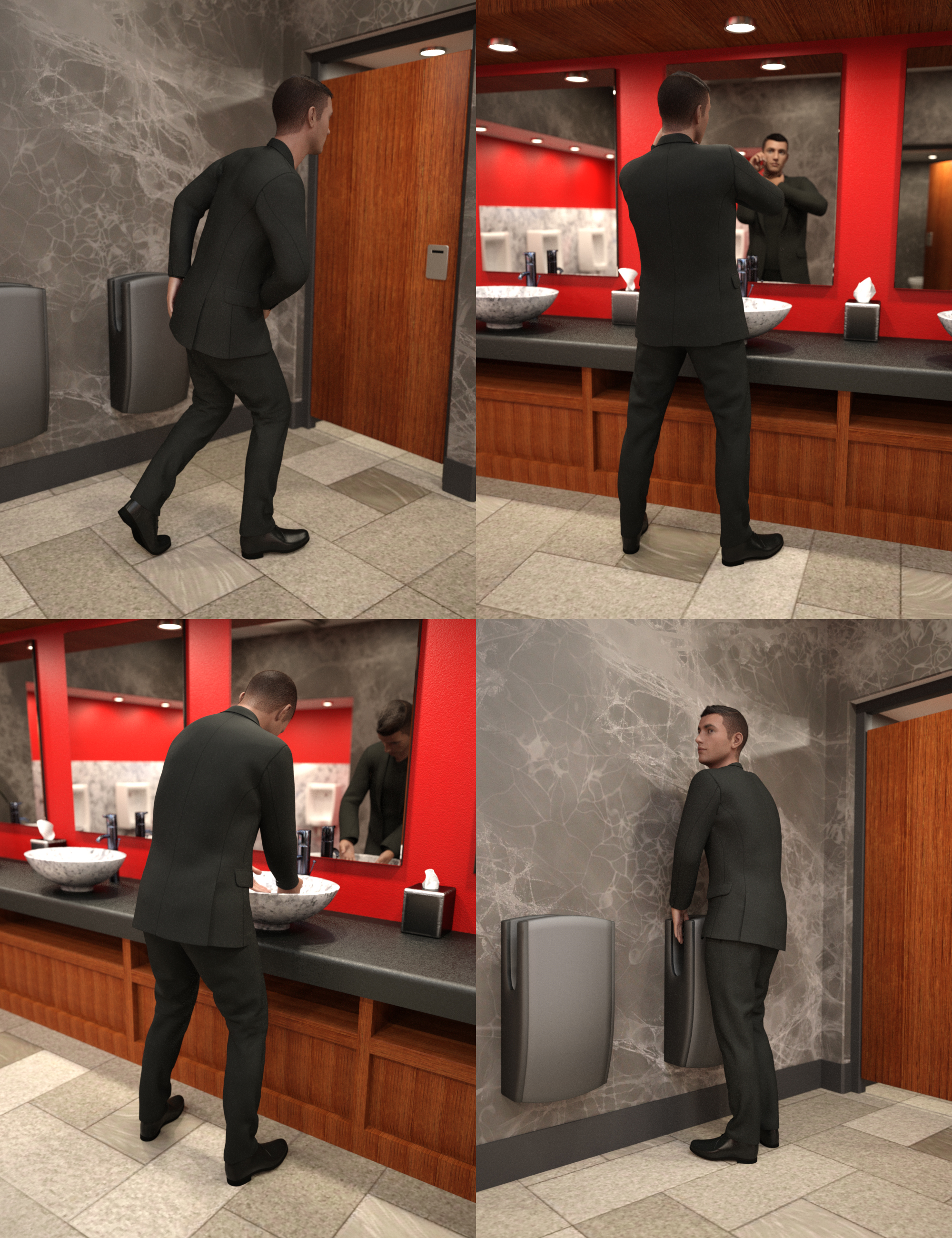 The Executive Restroom Poses for Genesis 8 by: DianePredatron, 3D Models by Daz 3D