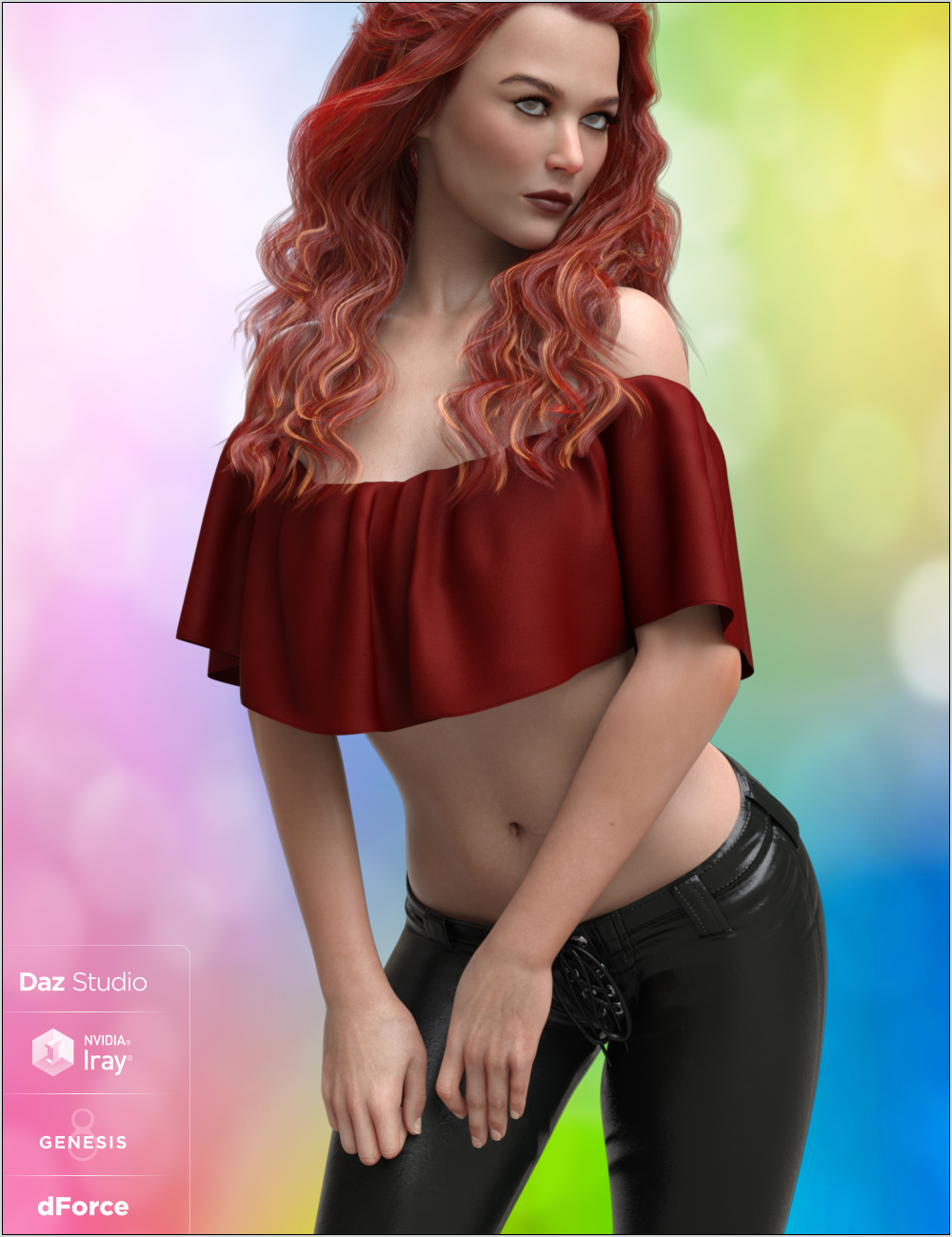 dForce Flounce Bikini for Genesis 8 Female(s) by: Nikisatez, 3D Models by Daz 3D