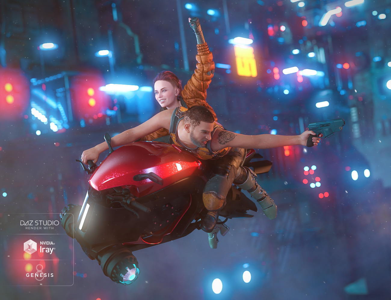 Future Noir Hoverbike Poses for Genesis 8 Future Noir Hoverbike Poses for Genesis 8 by: DianePredatron, 3D Models by Daz 3D