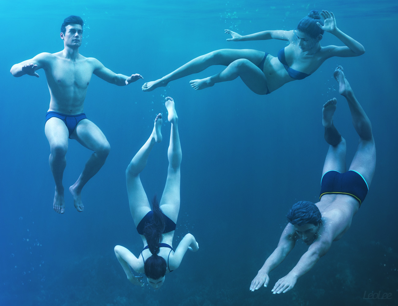 Underwater Poses for Genesis 3 & 8 by: Leo Lee, 3D Models by Daz 3D