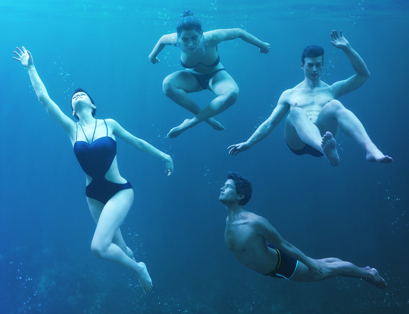 Underwater Poses for Genesis 3 & 8 by: Leo Lee, 3D Models by Daz 3D