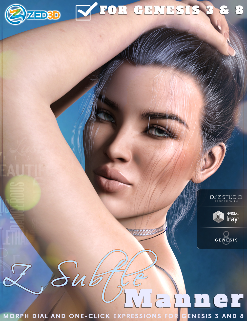 Z Subtle Manner Dialable and One-Click Expressions for Genesis 3 and 8 by: Zeddicuss, 3D Models by Daz 3D