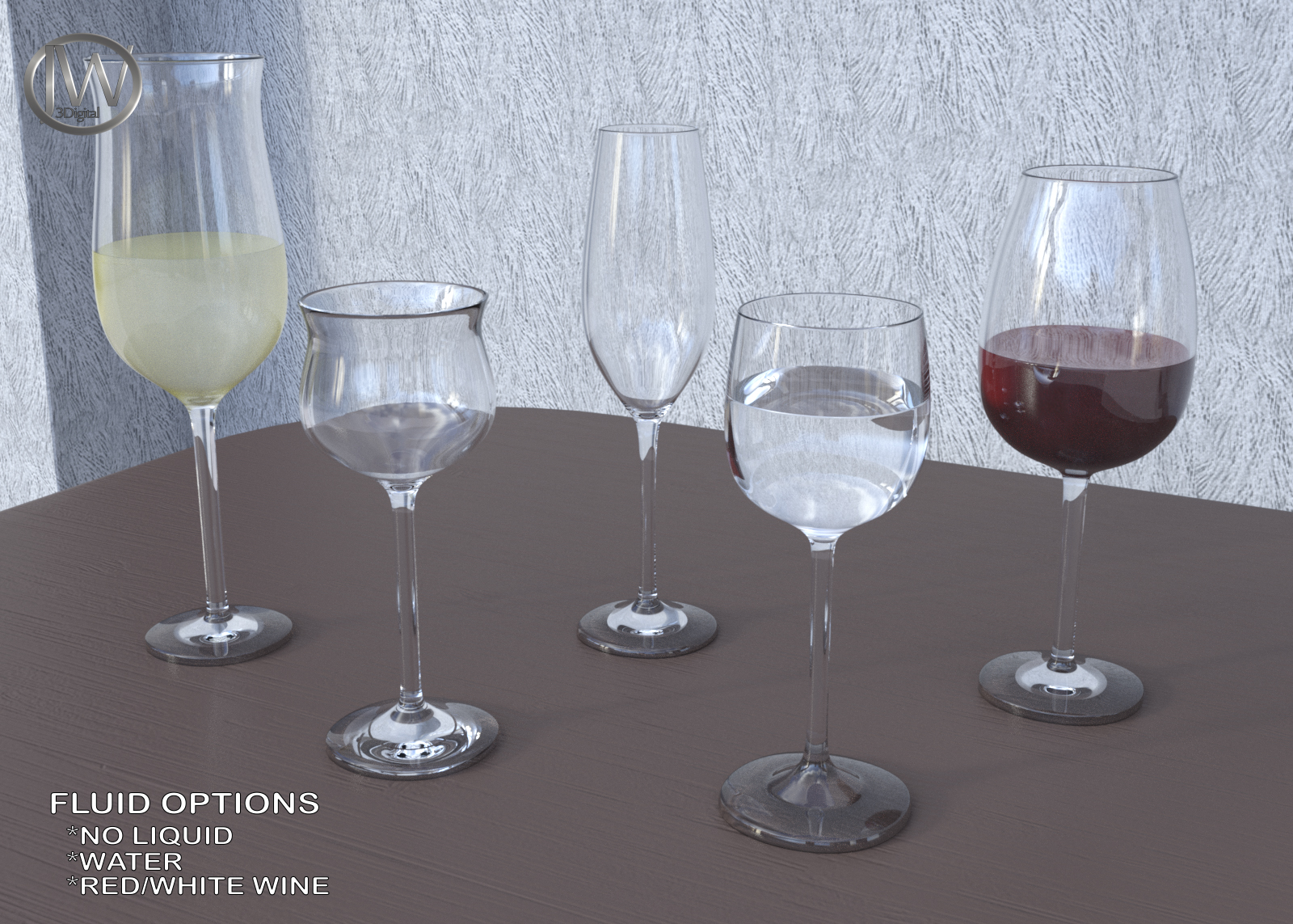 JW Glassware Set by: JWolf, 3D Models by Daz 3D