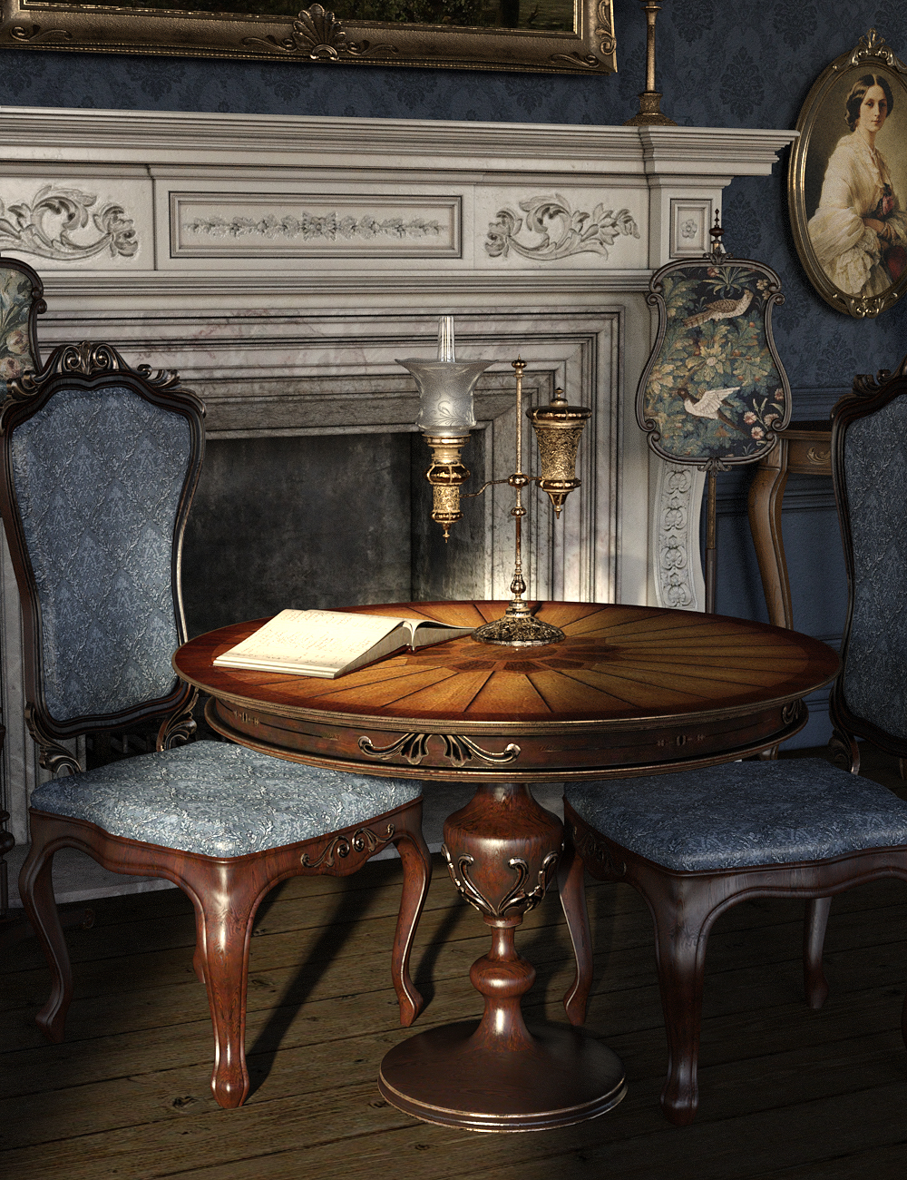 The Blue Room Iray for Victorian Decor 2 and 3 by: LaurieS, 3D Models by Daz 3D