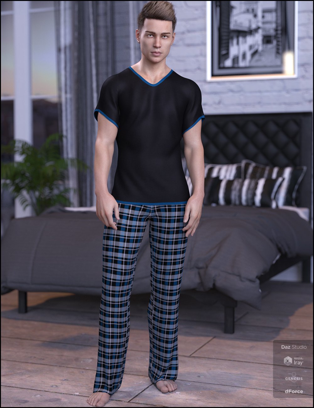 dForce Chill Pajamas for Genesis 8 Male(s) by: DemonicaEviliusJessaii, 3D Models by Daz 3D