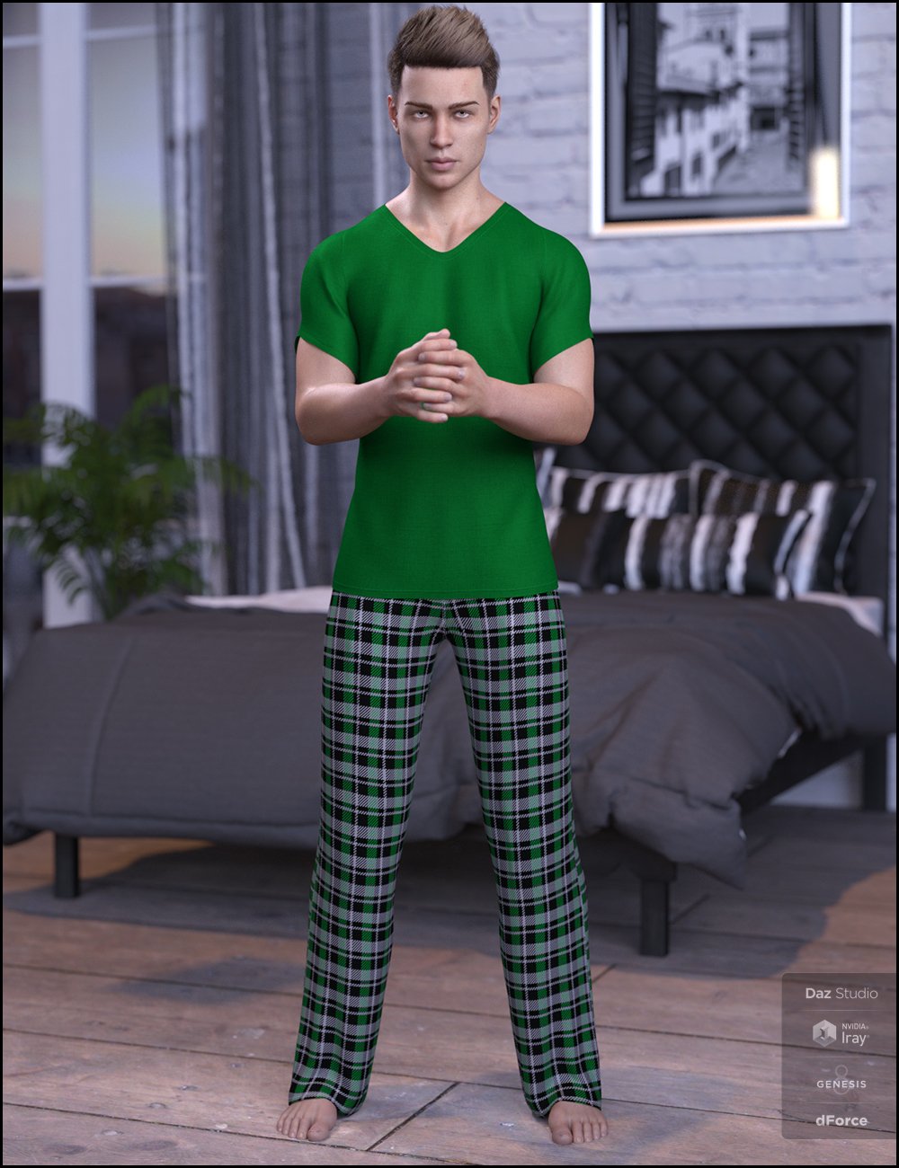 dForce Chill Pajamas for Genesis 8 Male(s) by: DemonicaEviliusJessaii, 3D Models by Daz 3D