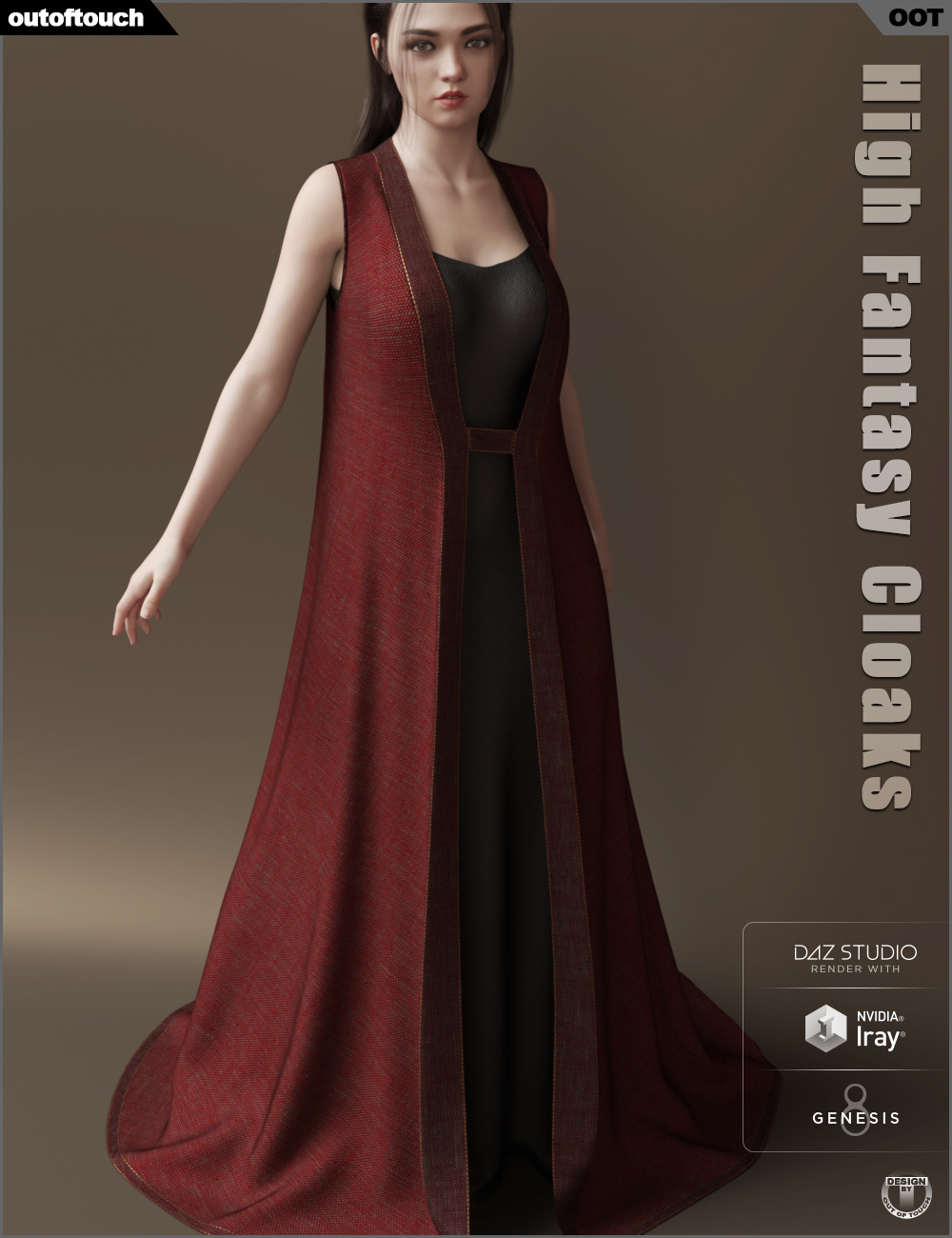 dForce High Fantasy Cloaks for Genesis 8 Female(s) by: outoftouch, 3D Models by Daz 3D