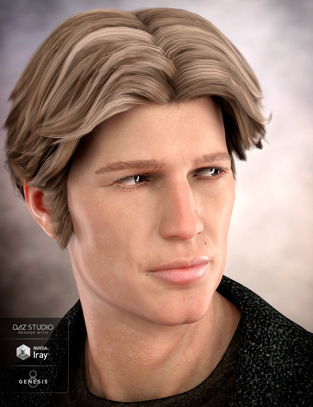 Landis Hair for Genesis 8 and Genesis 3 Male(s) by: 3DCelebrity, 3D Models by Daz 3D
