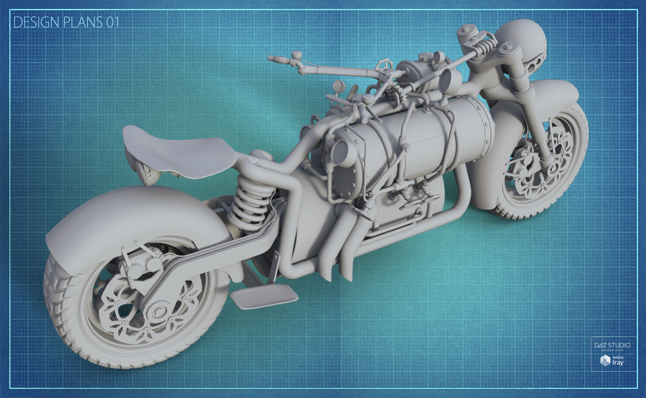 Steampunk Motorbike by: ForbiddenWhispersDavid Brinnen, 3D Models by Daz 3D