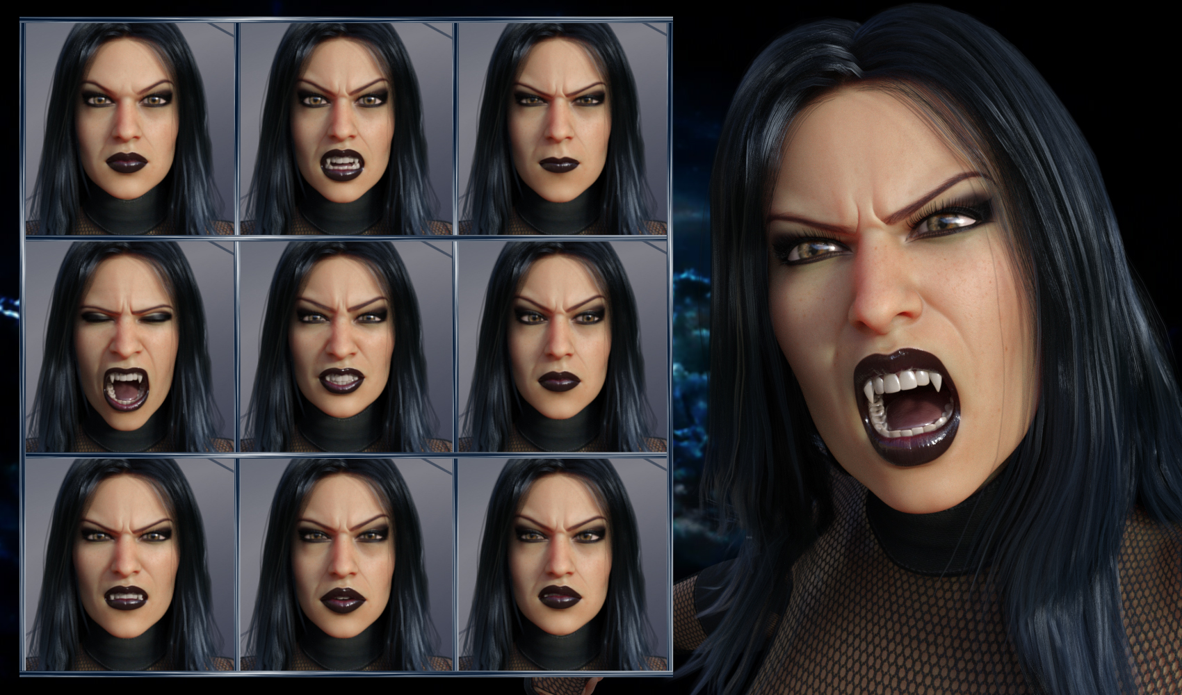 Darkside - Expressions for Genesis 8 Female and Tasha 8 by: JWolf, 3D Models by Daz 3D