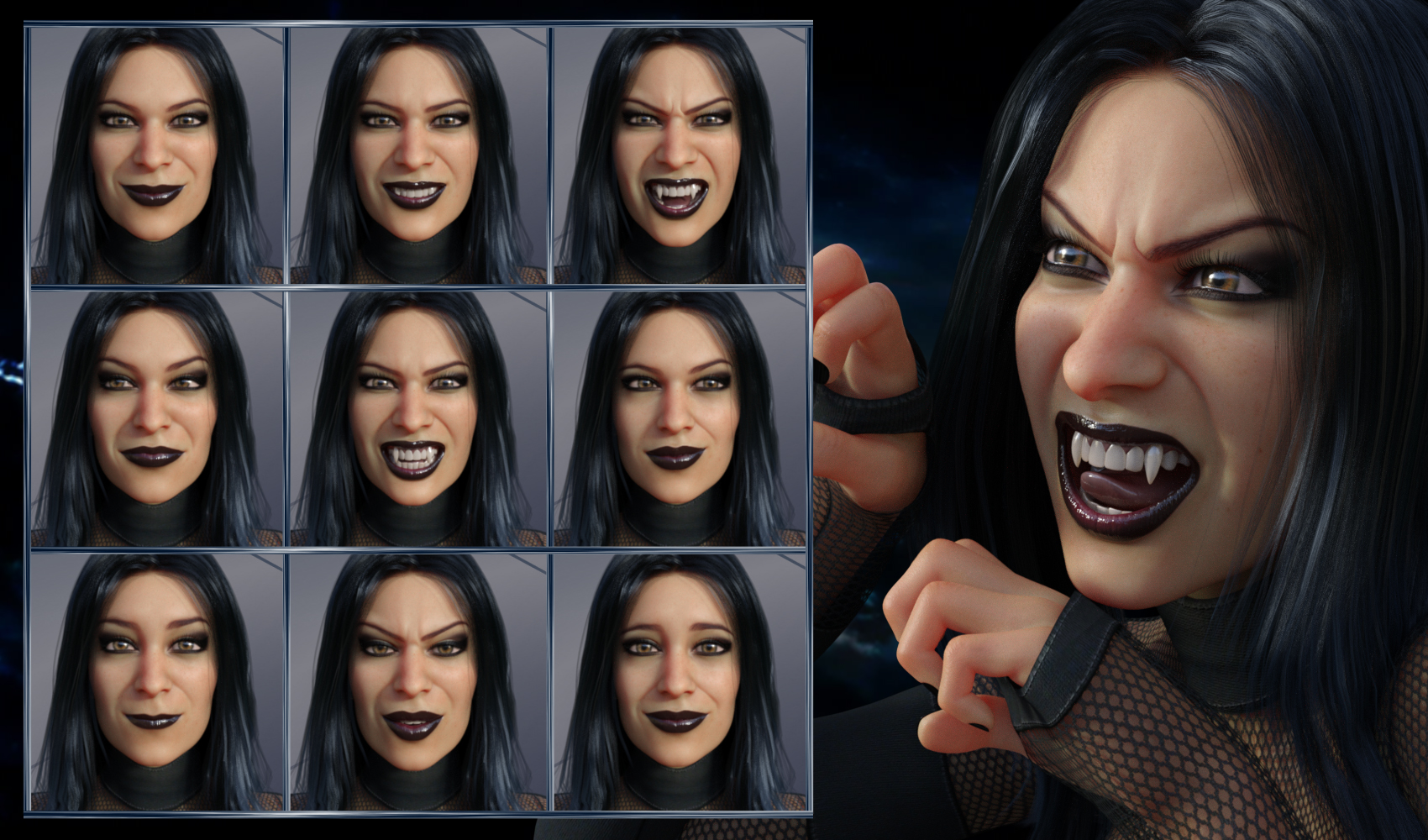 Darkside - Expressions for Genesis 8 Female and Tasha 8 by: JWolf, 3D Models by Daz 3D