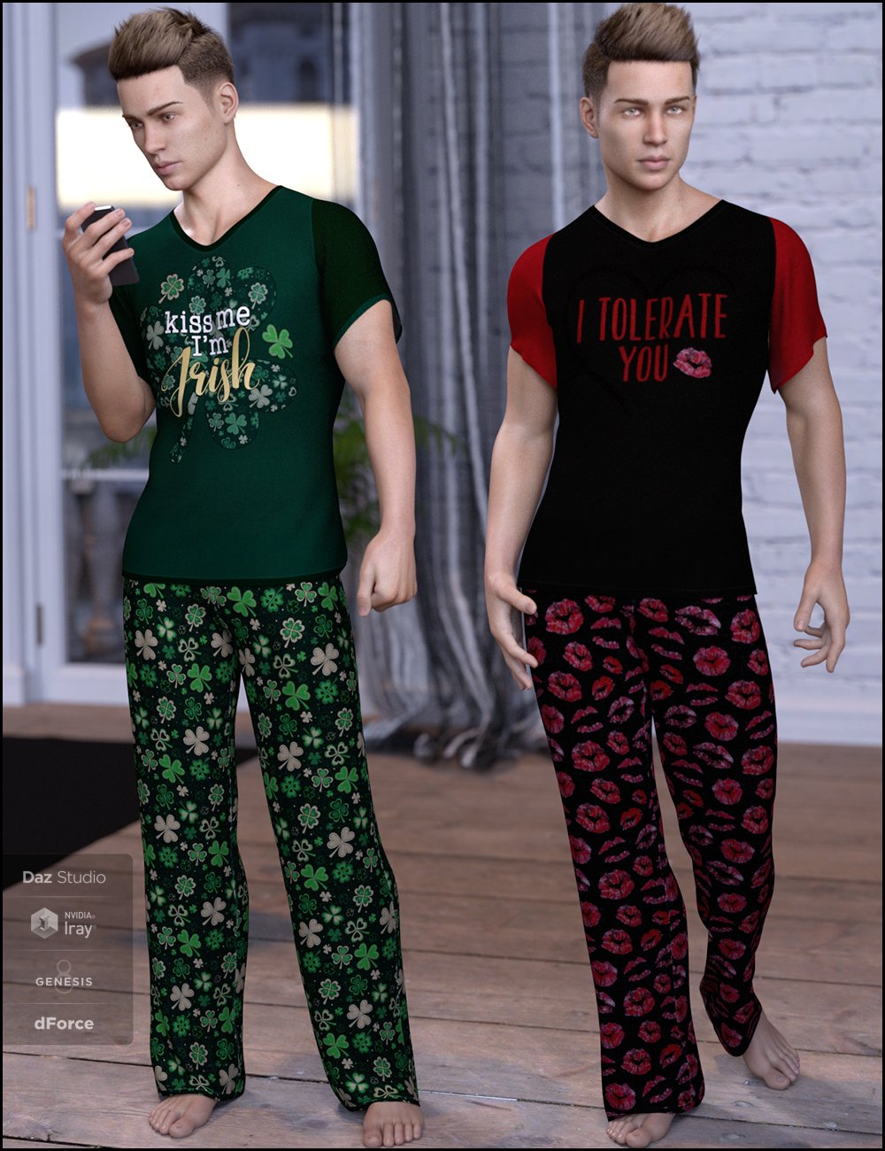 dForce Chill Pajamas Textures by: DemonicaEviliusJessaii, 3D Models by Daz 3D