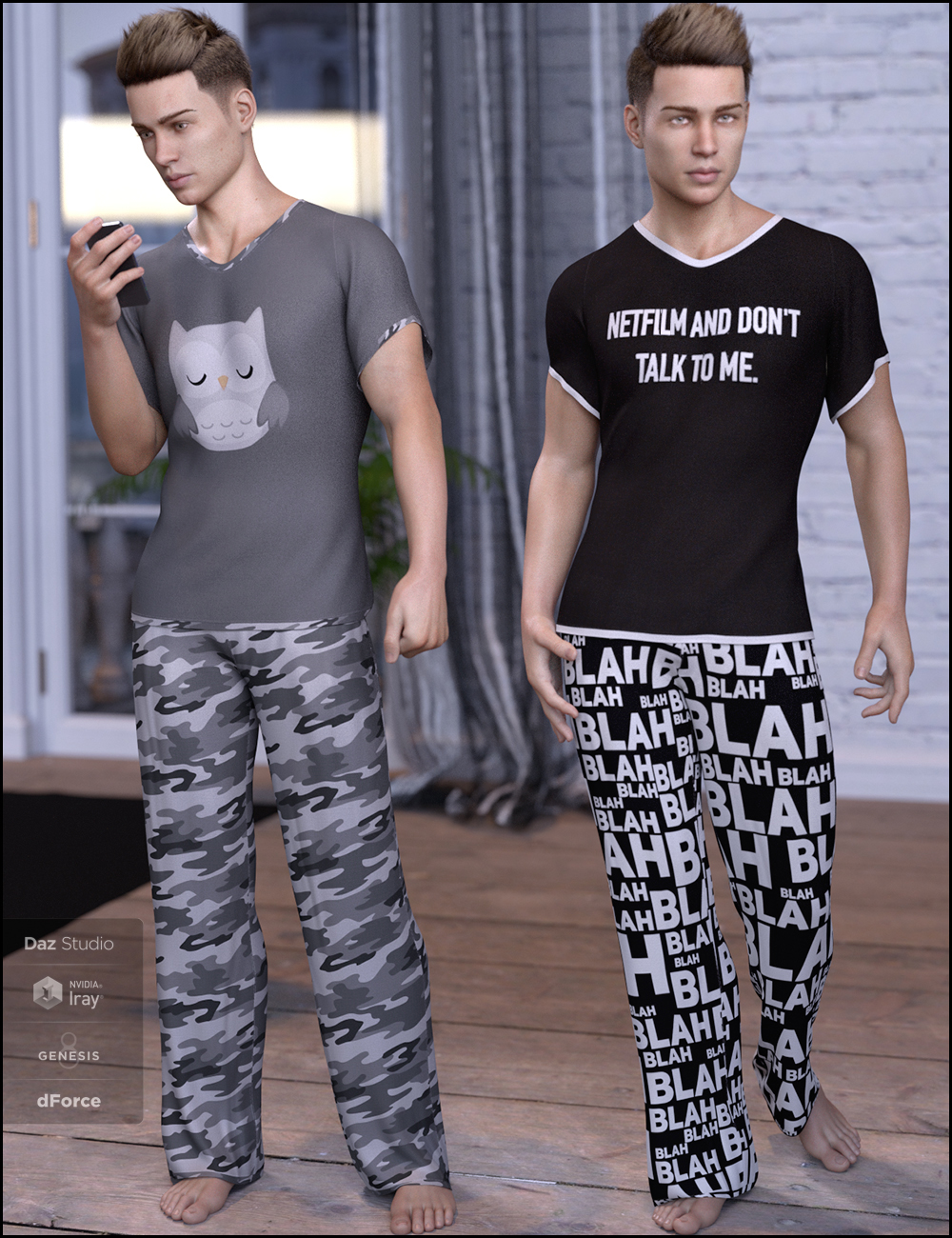 dForce Chill Pajamas Textures by: DemonicaEviliusJessaii, 3D Models by Daz 3D
