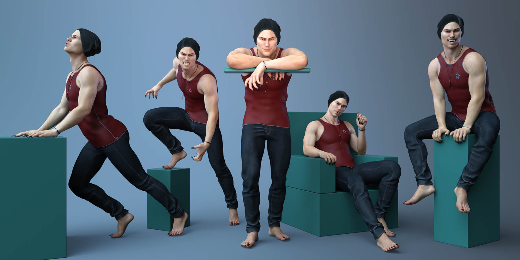 Poses and Expressions for Landon 8 and Genesis 8 Male