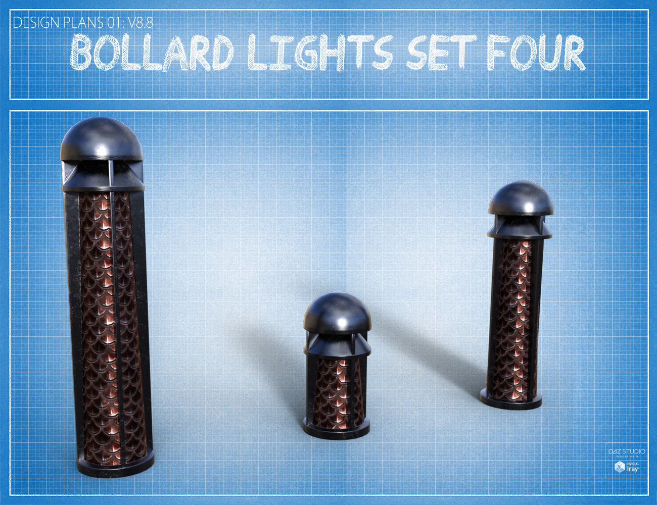 Bollard Garden Lighting by: David BrinnenForbiddenWhispers, 3D Models by Daz 3D