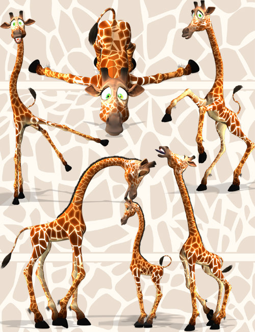 Spanki: Poses for the 3DU Toon Giraffe by: Skyewolf, 3D Models by Daz 3D