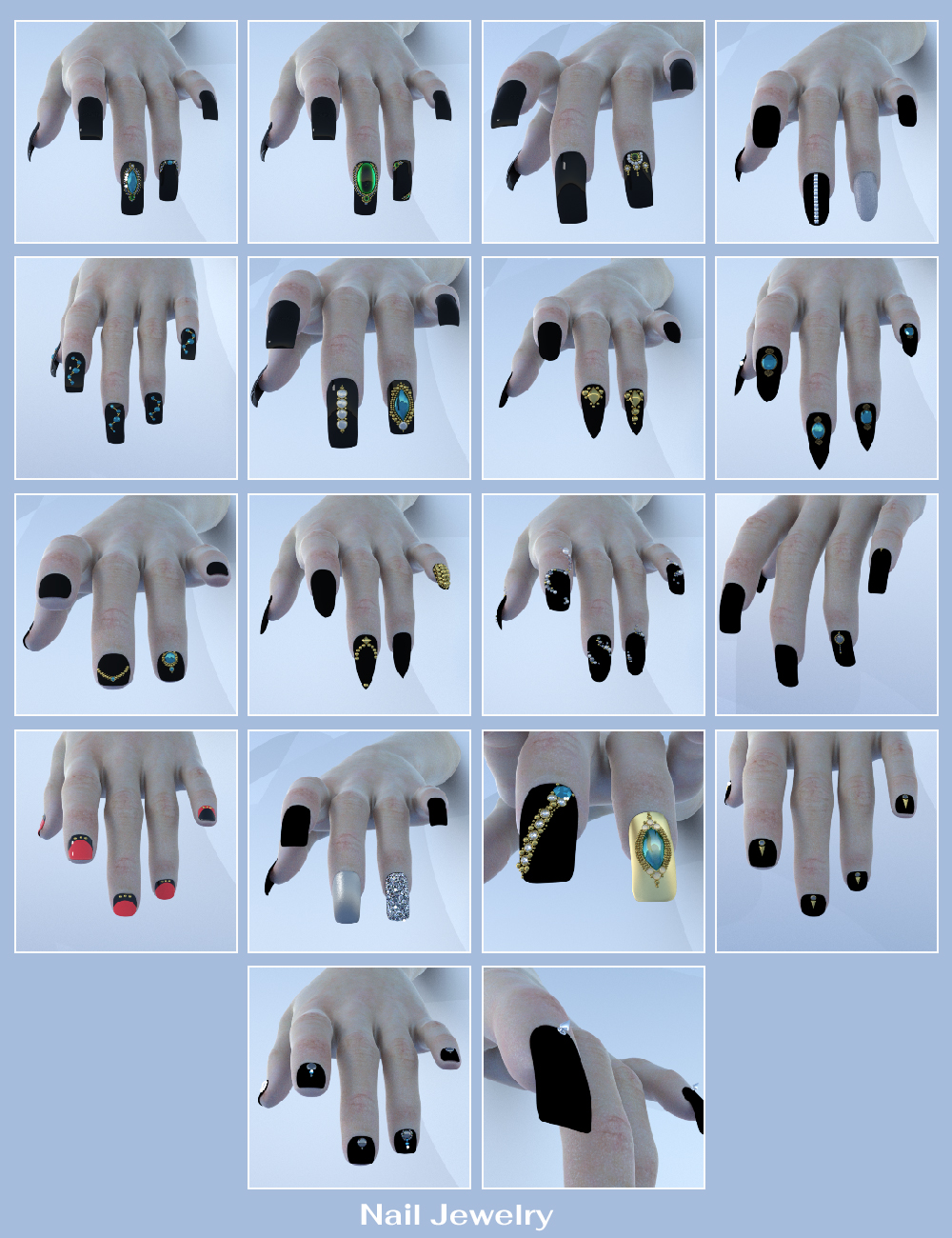 Hand Salon - Fake Nails and Jewelry by: 3DStyle, 3D Models by Daz 3D