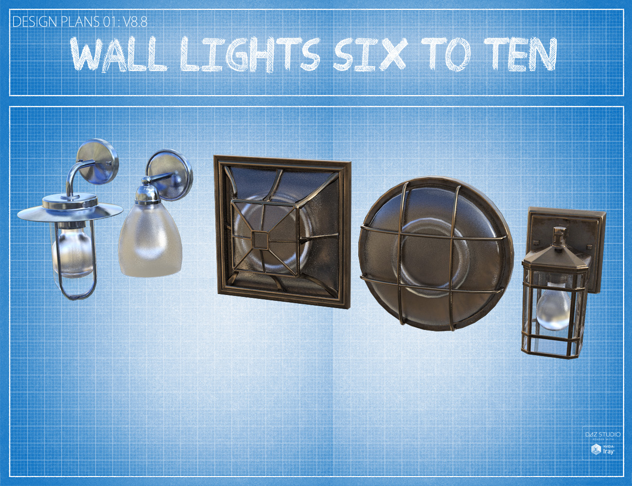 Contemporary Wall Lighting Vol 2 by: David BrinnenForbiddenWhispers, 3D Models by Daz 3D