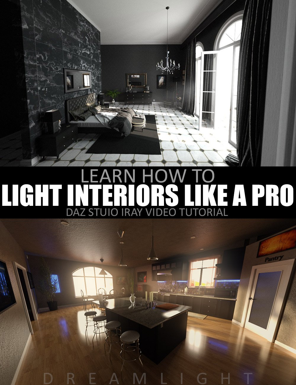 How To Light Interiors Like a PRO - Video Tutorial by: Dreamlight, 3D Models by Daz 3D