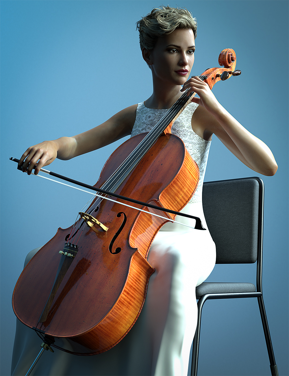 HD Cello and Poses for Genesis 8 by: Protozoon, 3D Models by Daz 3D