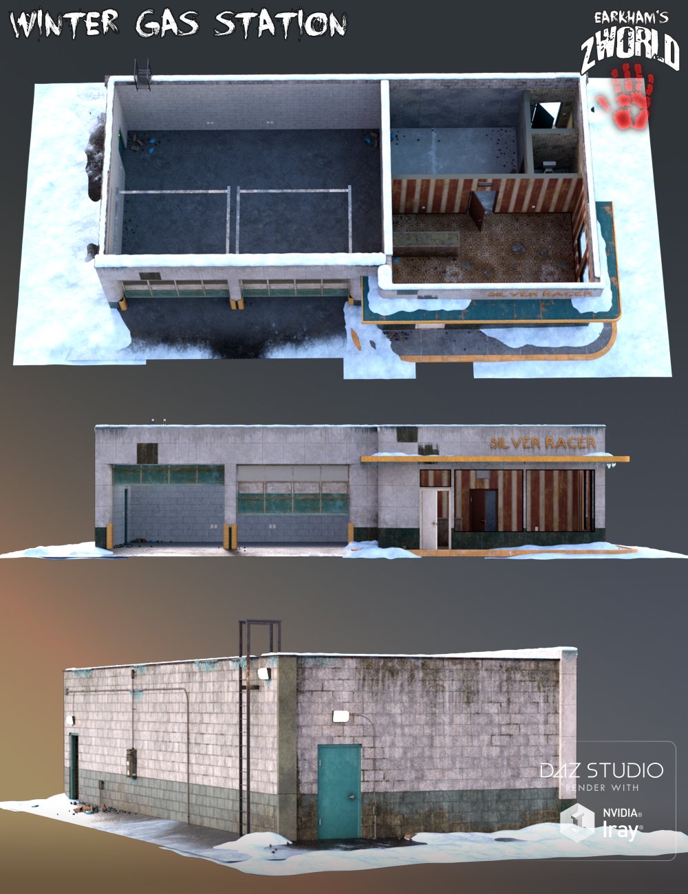 EArkham's ZWorld Winter Gas Station by: E-Arkham, 3D Models by Daz 3D