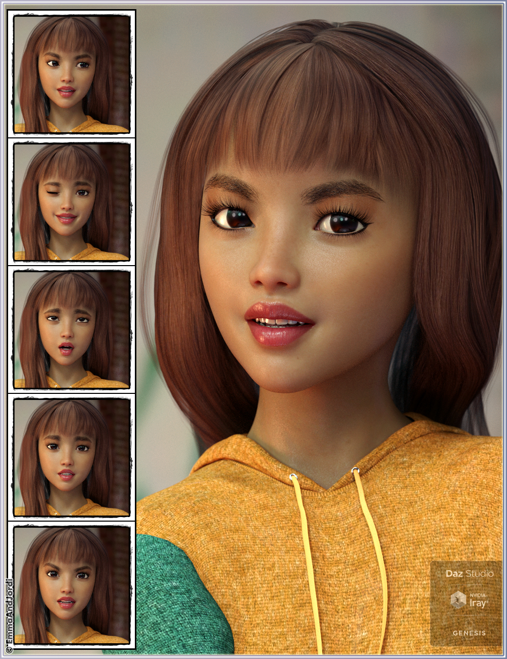 Mixable Expressions for Tika 8 and Genesis 8 Female(s) by: , 3D Models by Daz 3D