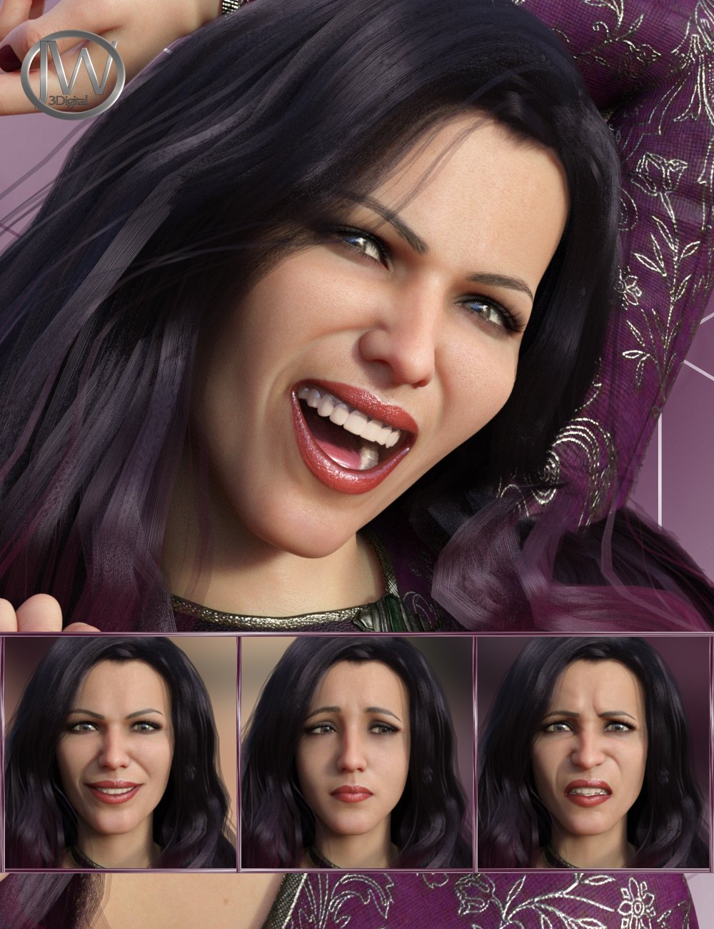 Feelings - Expressions for Genesis 8 Female and Bridget 8 by: JWolf, 3D Models by Daz 3D