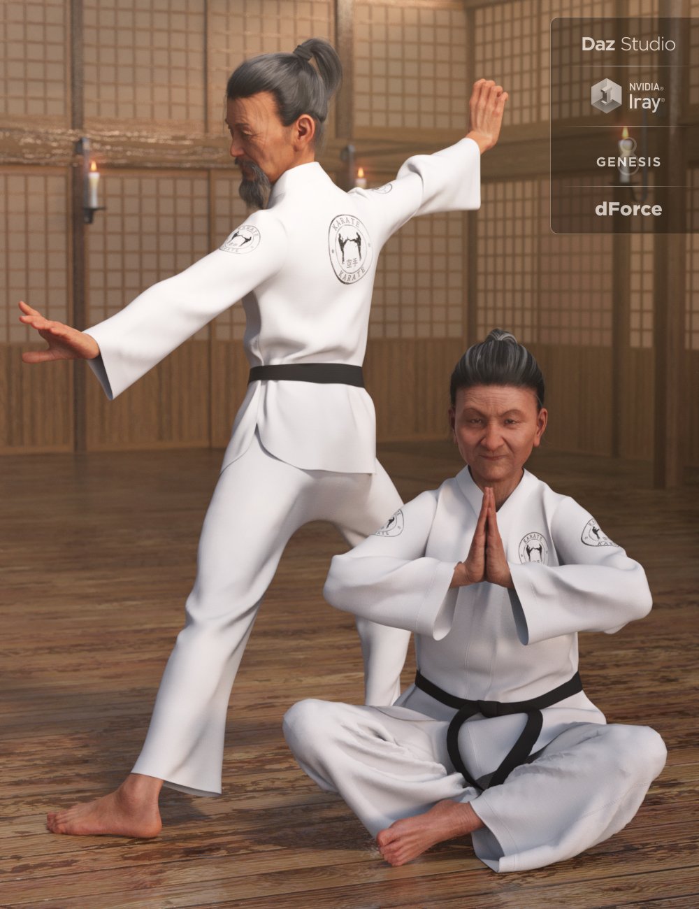 dForce Karate Gi for Genesis 8 by: Moonscape GraphicsNikisatezSade, 3D Models by Daz 3D