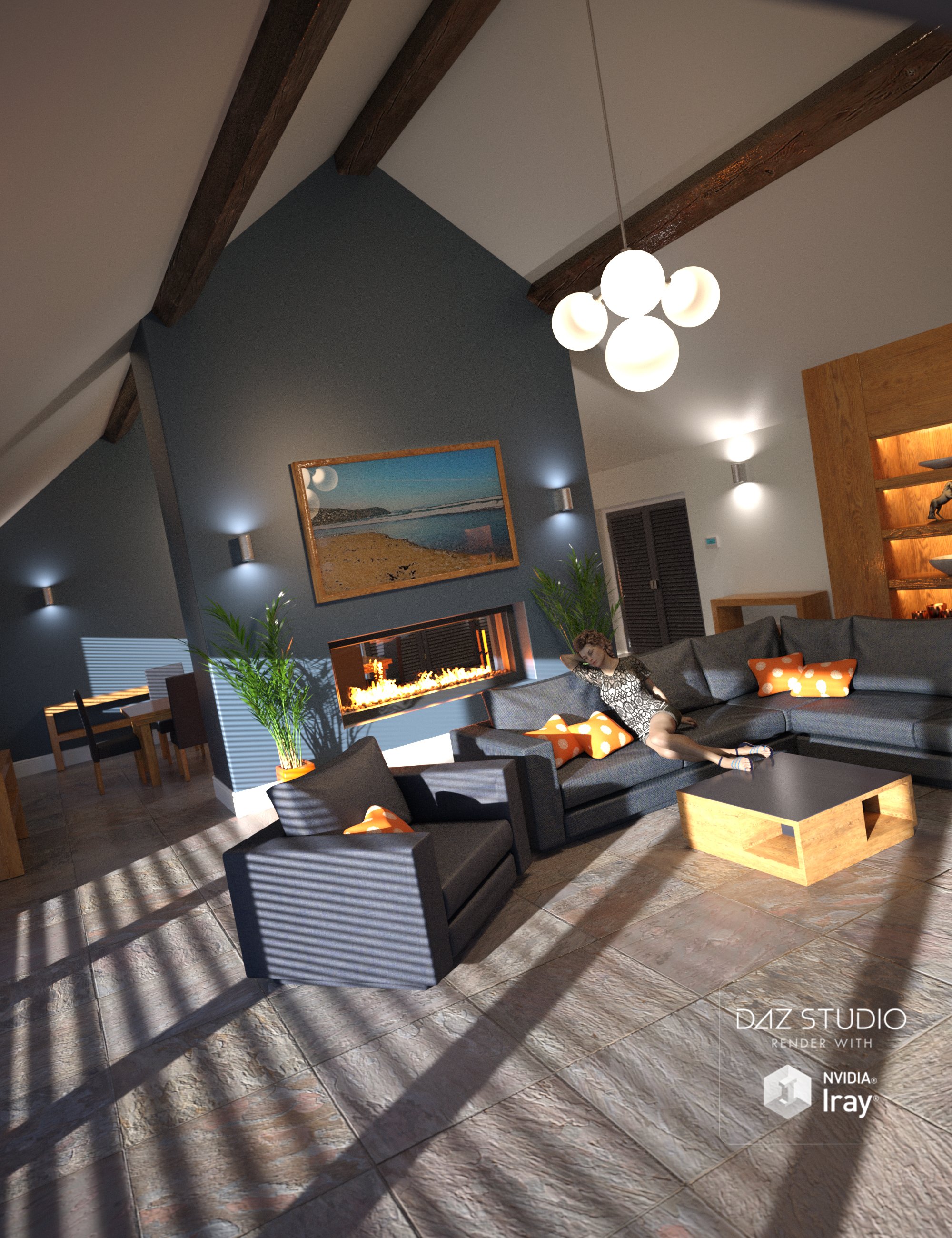 Modern Barn Conversion Interior by: DianePredatron, 3D Models by Daz 3D
