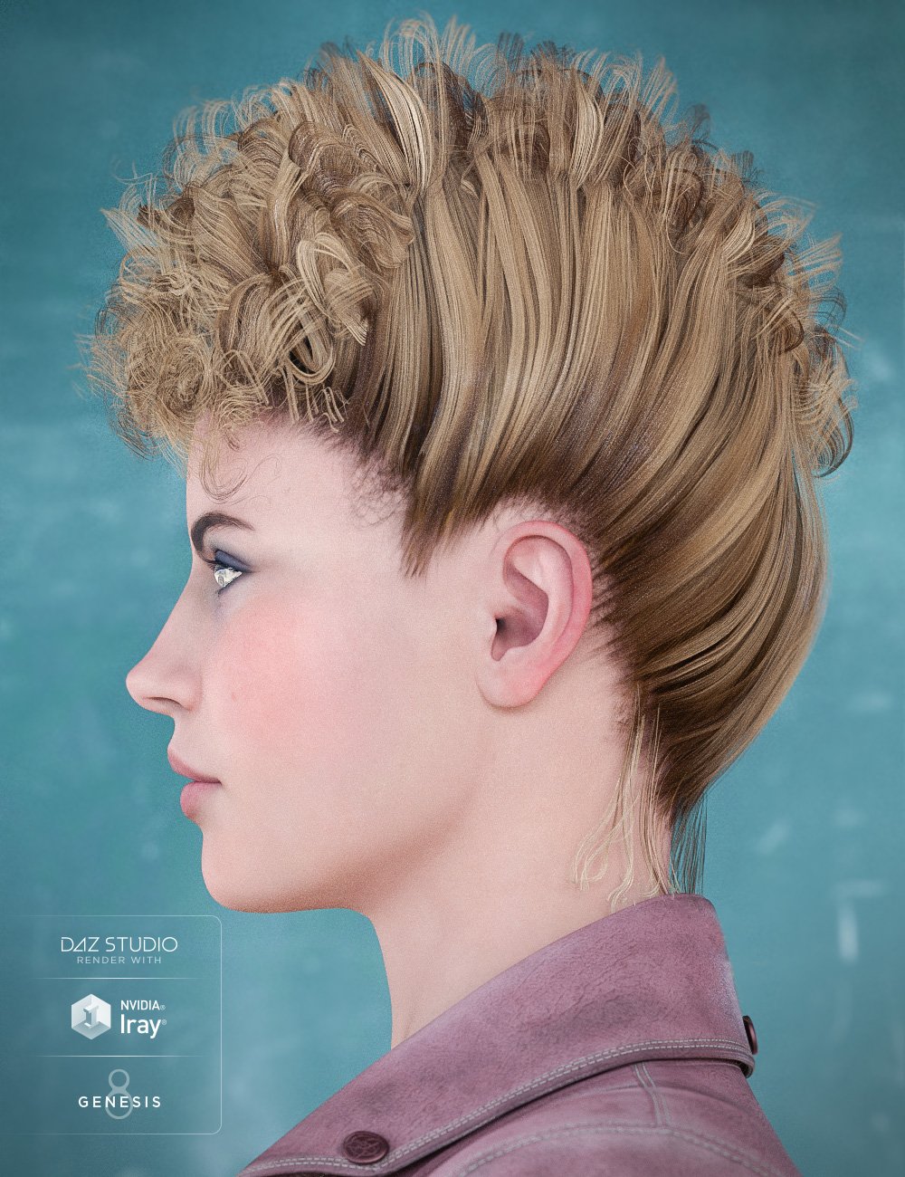 Bernedette Hair for Genesis 8 Female(s) by: goldtassel, 3D Models by Daz 3D