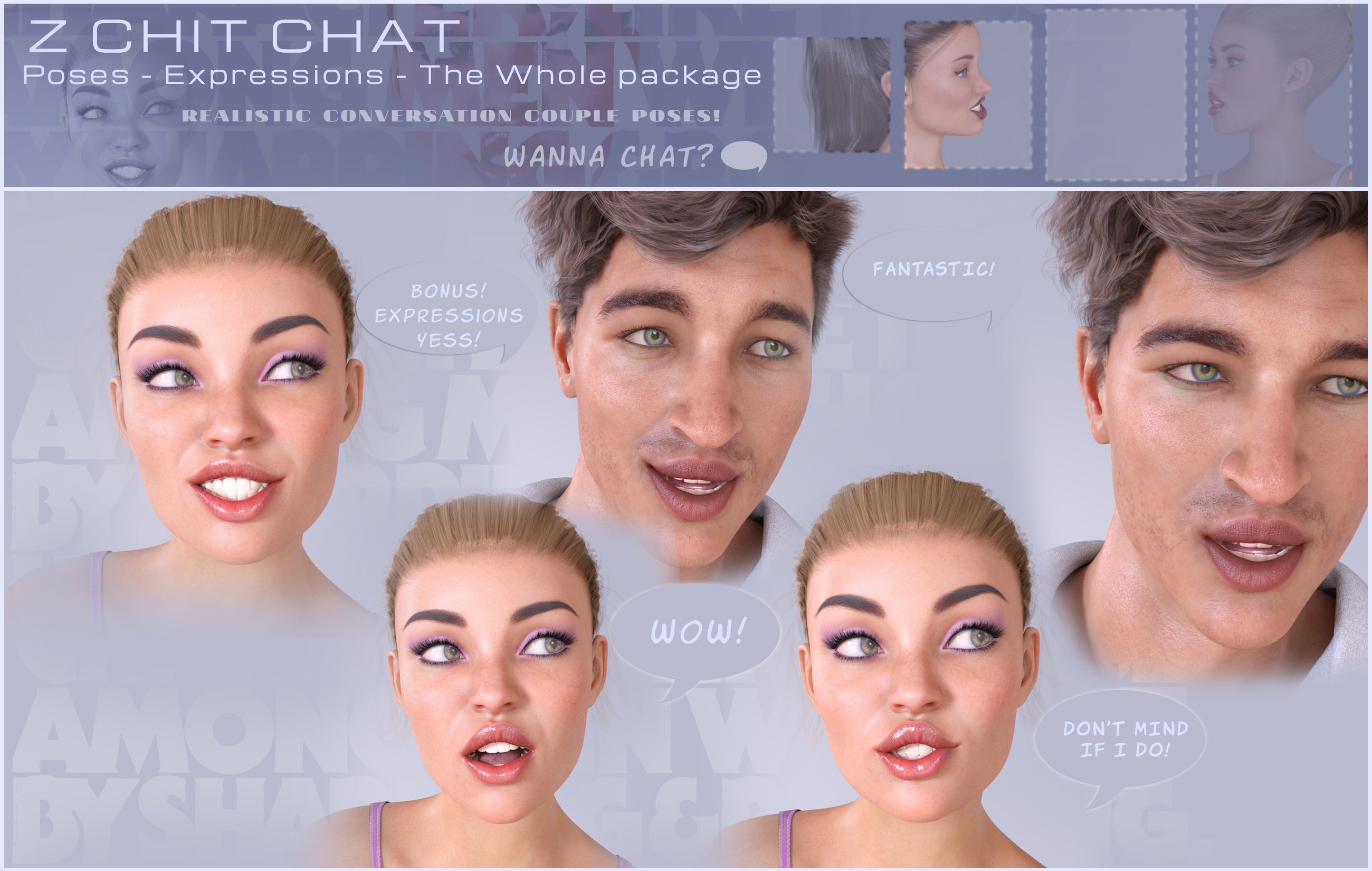 Z Chit Chat Poses and Partials for Genesis 3 and 8 Z Chit Chat Poses and Partials for Genesis 3 and 8 by: Zeddicuss, 3D Models by Daz 3D