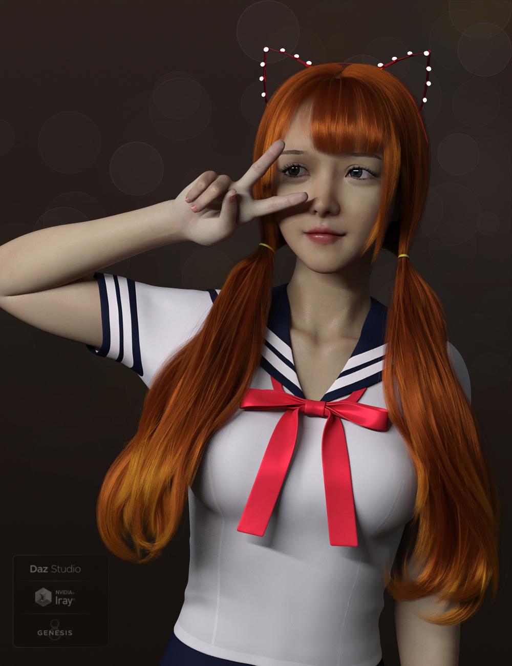 Qiqi Twintail Hair For Genesis 8 Female(s) by: WindField, 3D Models by Daz 3D