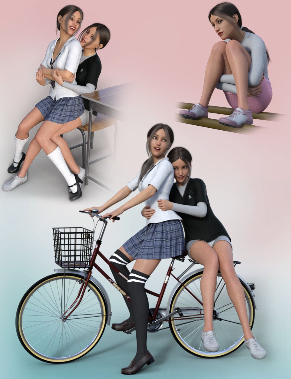 School Girl Poses for Genesis 8 Female(s) by: aurorabreeze, 3D Models by Daz 3D