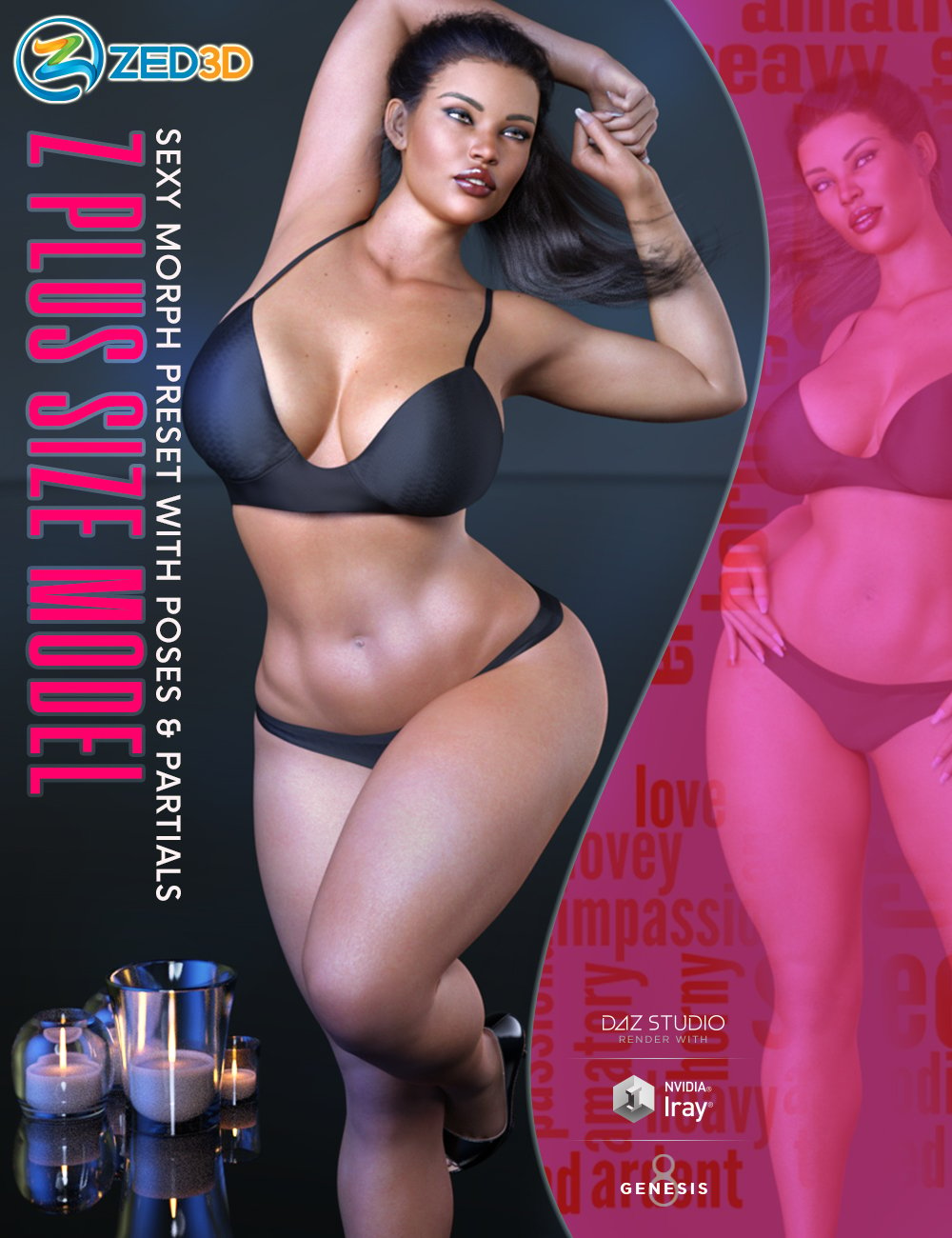 Z Plus Size Model Shape Preset and Poses for Genesis 8 Female by: Zeddicuss, 3D Models by Daz 3D