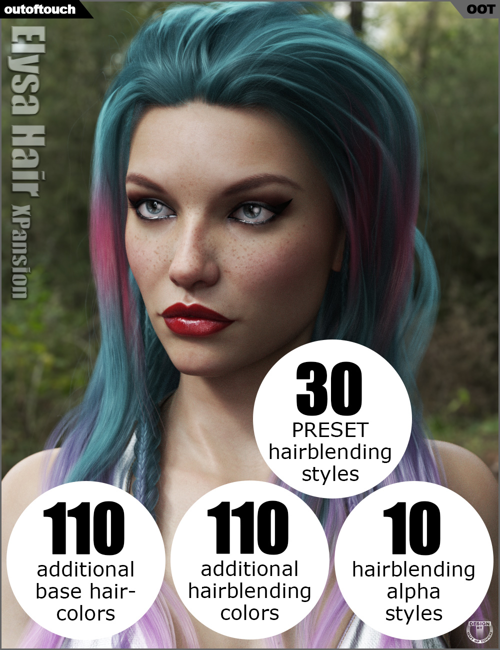 OOT Hairblending 2.0 Texture XPansion for Elysa Hair by: outoftouch, 3D Models by Daz 3D