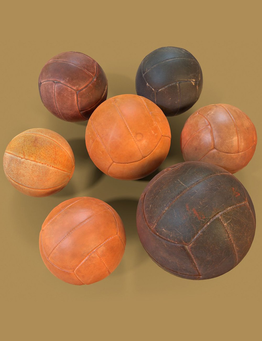 7 Sports Balls by: Polygonal Miniatures, 3D Models by Daz 3D