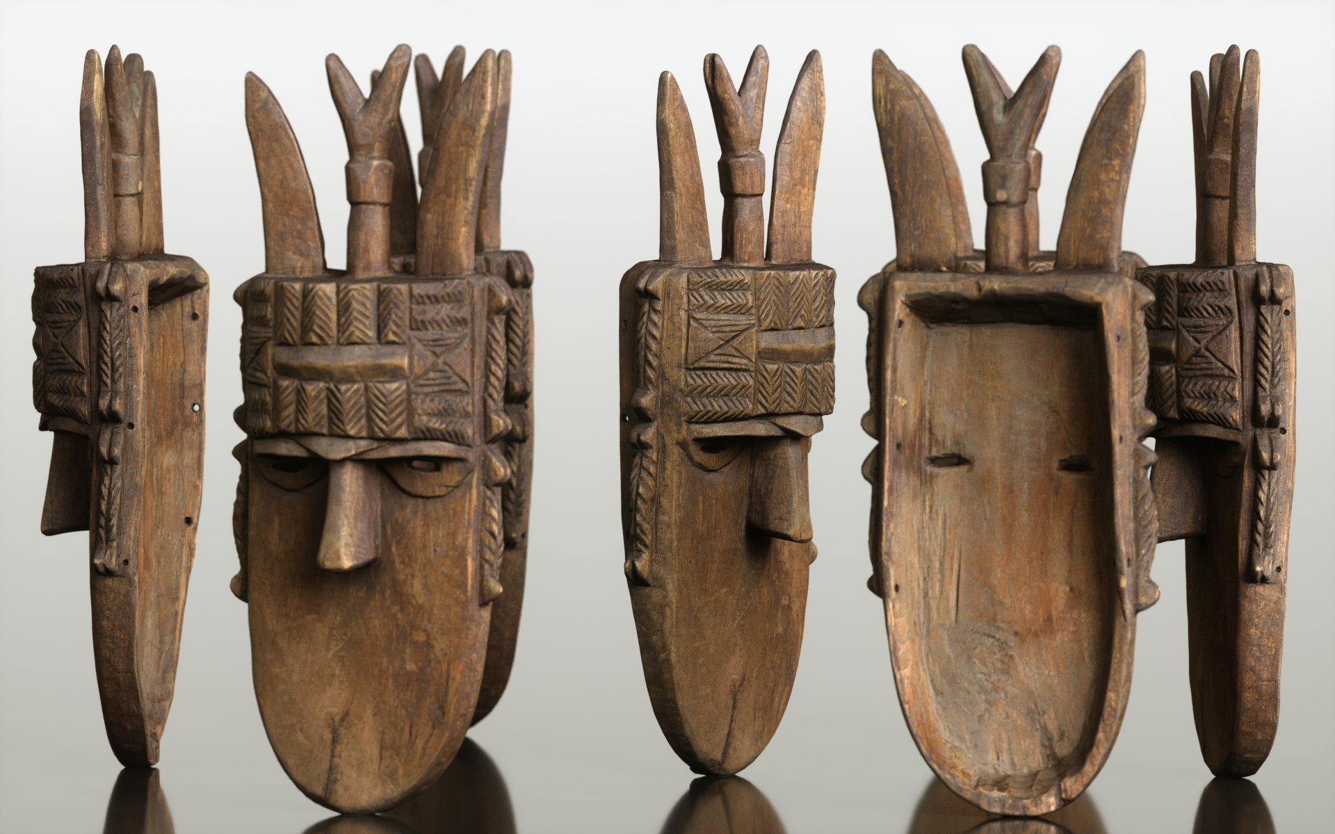 7 African Masks 7 African Masks by: Polygonal Miniatures, 3D Models by Daz 3D
