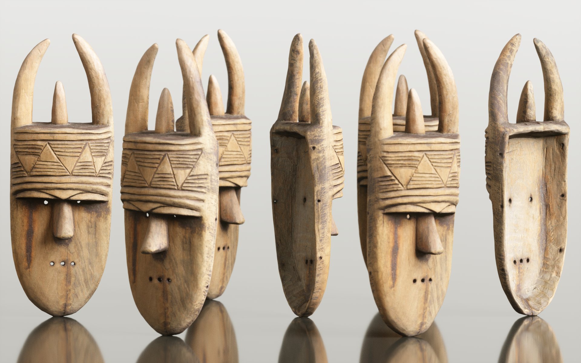 7 African Masks 7 African Masks by: Polygonal Miniatures, 3D Models by Daz 3D